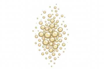 Golden oil drops forming abstract liquid pattern