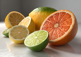 Assorted Fresh Citrus Fruits – Grapefruit, Lemon, and Lime Slices
