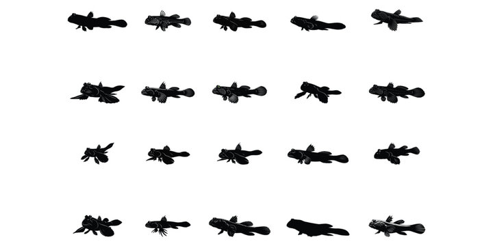 Mudskipper Silhouette Icon Set &ndash; Amphibious Fish Vector Collection