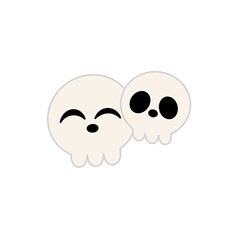 Cute Cartoon Skull Couple, Pair Icons. Perfect for stickers, social media, kids' crafts, and festive design projects.