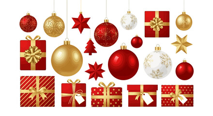 Collection of Christmas ornaments and gifts.