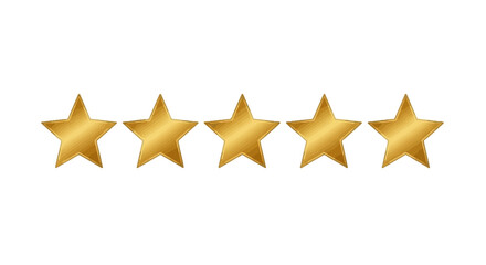 Five gold stars rating for best quality feedback and review on white background