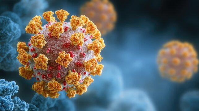 Detailed Close-Up of a Coronavirus Particle Depicting Its Unique Structure and Surface Proteins under a High-Resolution Microscope