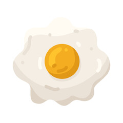 Illustration of fried egg with bright orange yolk
