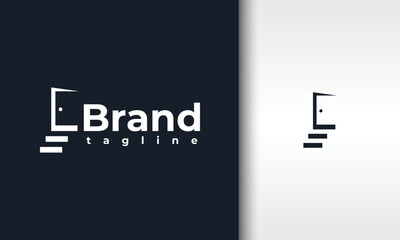 Minimalist Open Door Steps Logo Design