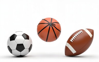 Set of sports balls isolated on transparent background cutout. Generative AI. High quality