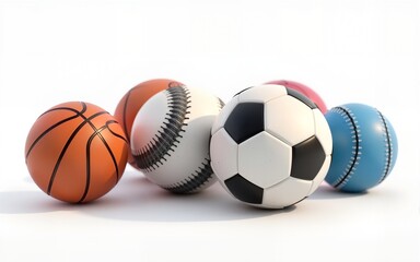 Set of sports balls isolated on transparent background cutout. Generative AI. High quality