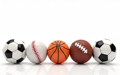 Set of sports balls isolated on transparent background cutout. Generative AI. High quality