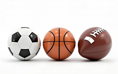 Set of sports balls isolated on transparent background cutout. Generative AI. High quality