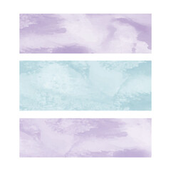 Watercolor Banner Set Vector with Pastel Lavender and Mint Textures