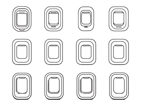 Airplane Window Line Art Captures View