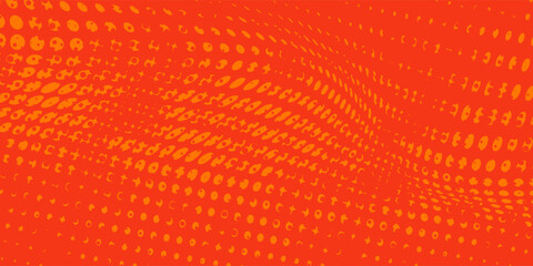 Dots halftone orange color pattern gradient texture with technology digital background. Dots pop art comics with summer background. modern.