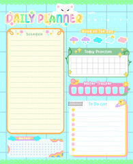 daily planner design page with water tracker and mood bullet frame