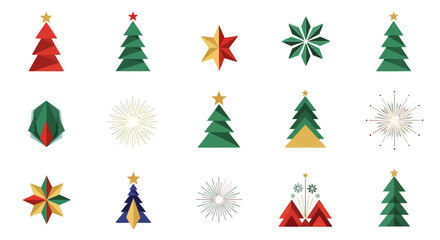 Christmas festive decorations and holiday season elements in various shapes and colors.