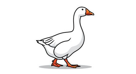 Illustration of a White Goose Walking with Orange Beak and Feet.