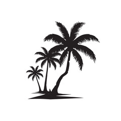 Silhouette of Three Tropical Palm Trees Group

