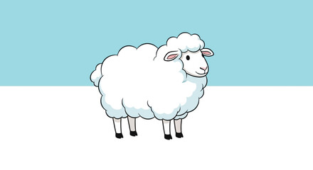 Cute Fluffy White Sheep Standing Still.