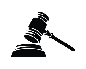 Justice Gavel Illustration as Symbolization of Justice, Verdict and Order. Visualized with Silhouette Style from Side View Perspective