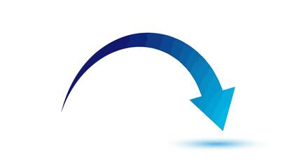 Blue Arrow Pointing Downwards with a Curve.