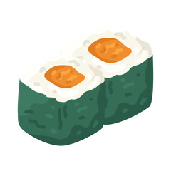 Illustration of Two Salmon Sushi Rolls