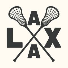 Vector art of lacrosse lax logo with crossed sticks and letters