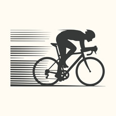 Fototapeta premium Vector art of silhouette of a cyclist in motion, with speed lines indicating rapid movement and a sense of dynamism