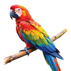 Obraz premium Paradise Parrot: Colorful tropical parrot perched on a branch, vivid and detailed, PNG cut out.