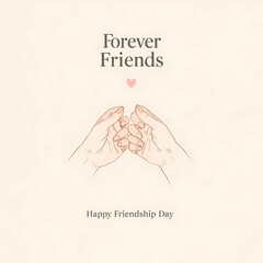 Heartwarming forever friends illustration with intertwined hands and delicate floral details