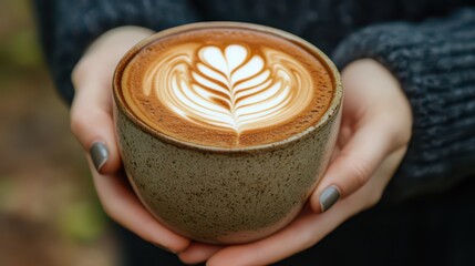 Warm celebration of international coffee day with latte art in cozy mug