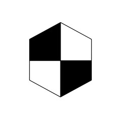 A striking minimalist geometric cube, rendered in stark black and white, creates an intriguing three-dimensional optical illusion, perfect for modern design projects.