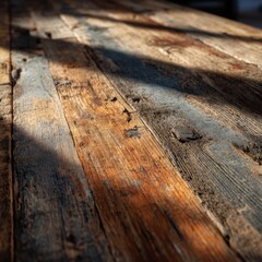 Obraz premium Rustic Wooden Table Surface with Unique Textures and Patterns