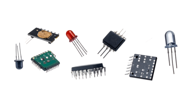 高輝度LEDチップとダイオード|背景なし・透過PNG・コピースペース