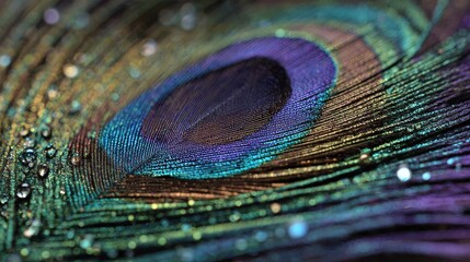 Fototapeta premium Macro Photo Closeup Peacock Feather Details