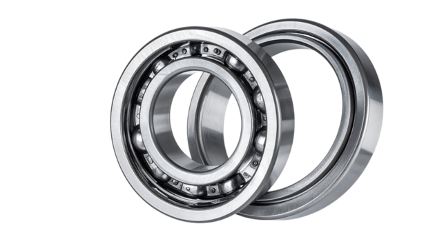 金属ベアリングと歯車｜背景なし・透過PNG・コピースペース