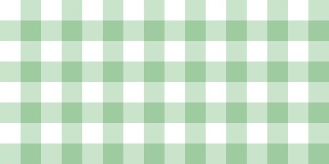 Green gingham checkered pattern background. Soft pastel green plaid pattern. Seamless green and white check design. Sweet vintage spring or summer picnic tablecloth aesthetic.