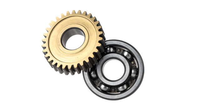 金属ベアリングと歯車｜背景なし・透過PNG・コピースペース
