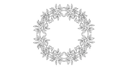 A circular wreath of intricate foliage and delicate floral elements forms a festive and natural decorative design.