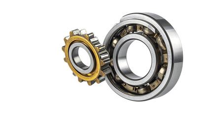 金属ベアリングと歯車｜背景なし・透過PNG・コピースペース