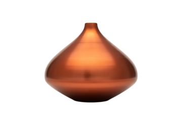 A gleaming copper tear drop shaped diffuser isolated on transparent background