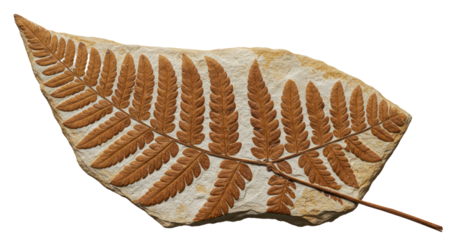 Fossilized Fern Leaf Imprint on Stone.