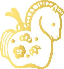 Japanese Earthen Bell (Dorei) Horse line art (Year of the Horse)