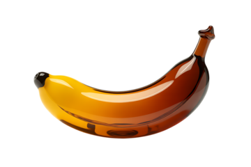 A single ripe banana with a glossy sheen isolated on transparent background