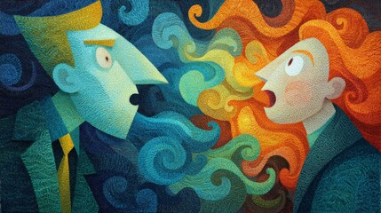 Colorful Illustration of Heated Argument between Two Characters