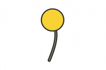 Simple yellow flower icon representing nature, bloom, spring, and growth on transparent background