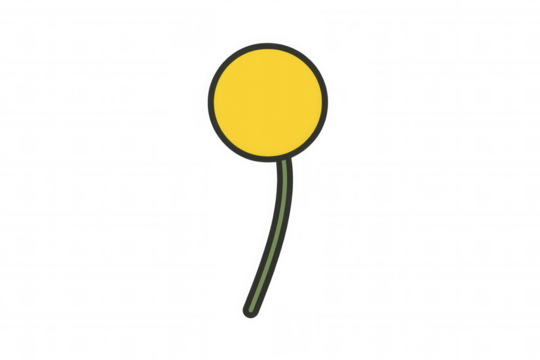 Simple yellow flower icon representing nature, bloom, spring, and growth on transparent background