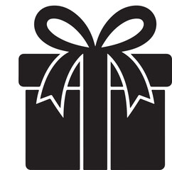  Happy New Year Gift Box Silhouette Vector