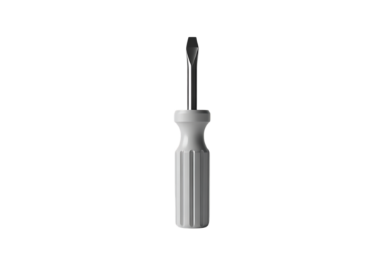 A single white flathead screwdriver tool isolated on transparent background