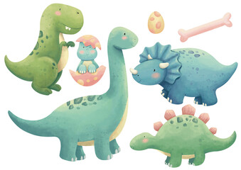 Naklejka premium set of cute dinosaur characters