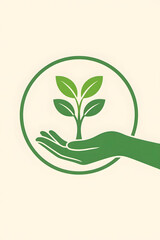 Fototapeta premium Eco-Friendly Hand and Leaf Logo – Sustainable Nature Care and Growth Symbol
