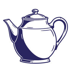 Fototapeta premium Elegant vintage teapot illustration in a simple outline perfect for tea time designs.
